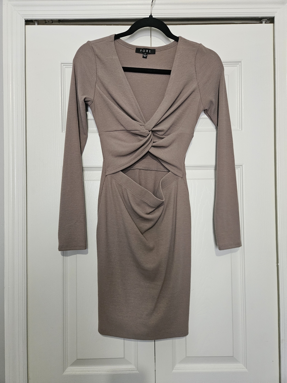 Twist Front Long Sleeve Mini Dress in Mauve